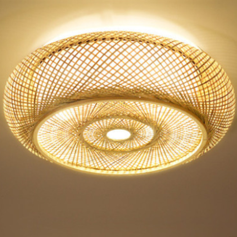 Muto Rattan Woven Rustic LED Flush Mount Ceiling Light - Neutral Decor
