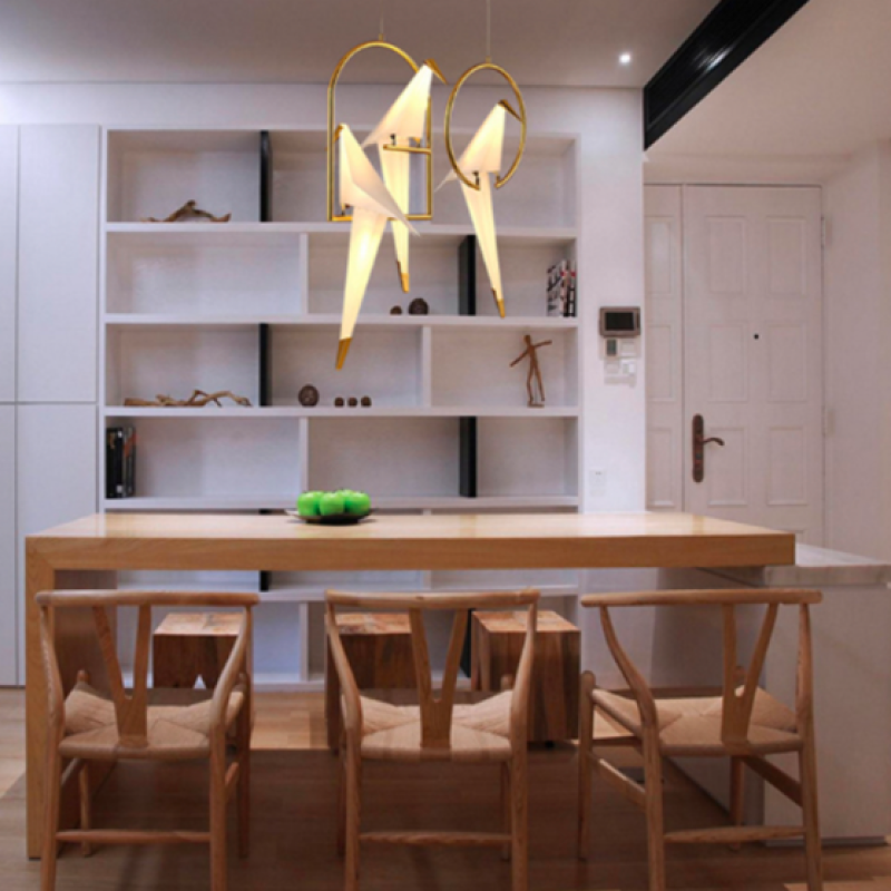 Arisha Modern Nordic Post Modern Bird Pendant Light, White/Clear - Neutral Decor
