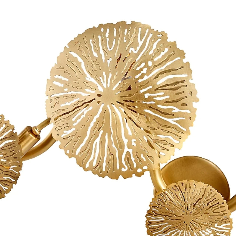 Arisha Modern Metal Round Lotus Leaf Wall Lamp, Gold - Neutral Decor