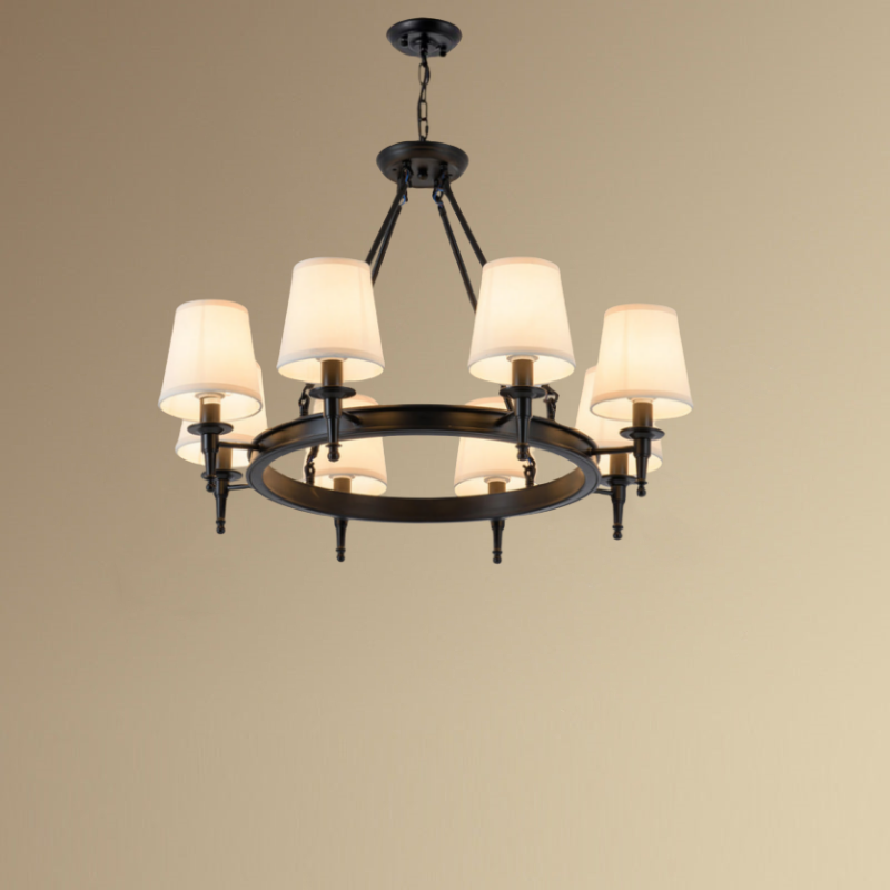 Silva vintage Ring Metal/Fabric Chandelier, Black/Copper - Neutral Decor