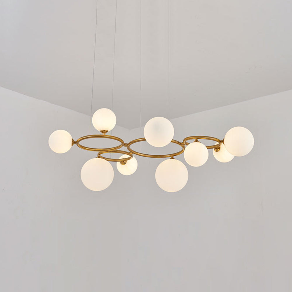 Valentina Modern Designe Wave Metal/Glass Pendant Light, White/Gold - Neutral Decor