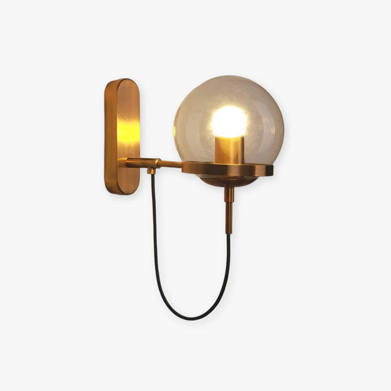 Silva Rustic Retro Glass Globe Wall Lamp, Black/Bronze - Neutral Decor