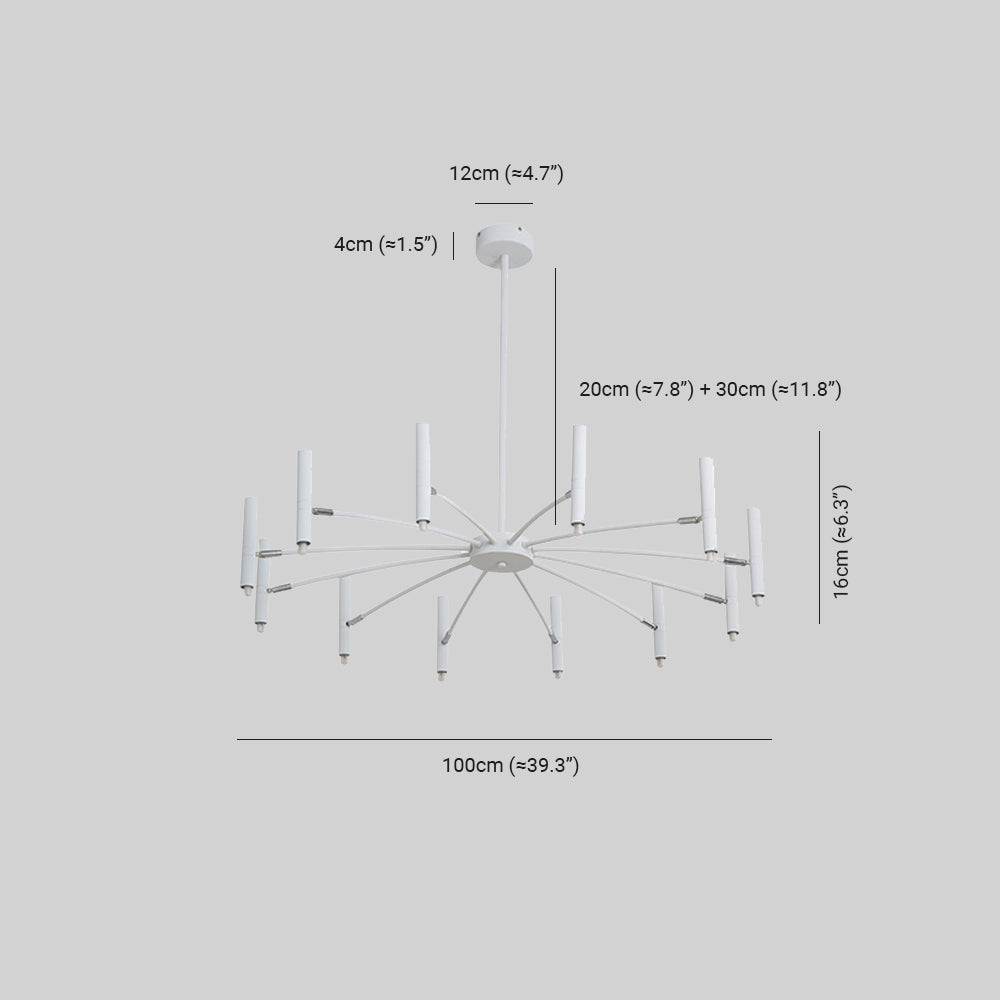 Arisha Modern Blown Linear Metal Multi-heads Chandelier - Neutral Decor