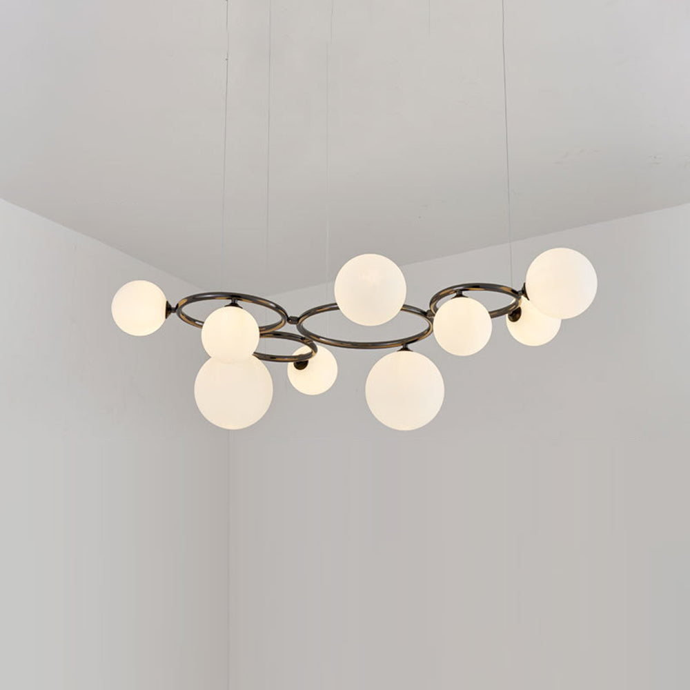 Valentina Modern Designe Wave Metal/Glass Pendant Light, White/Gold - Neutral Decor