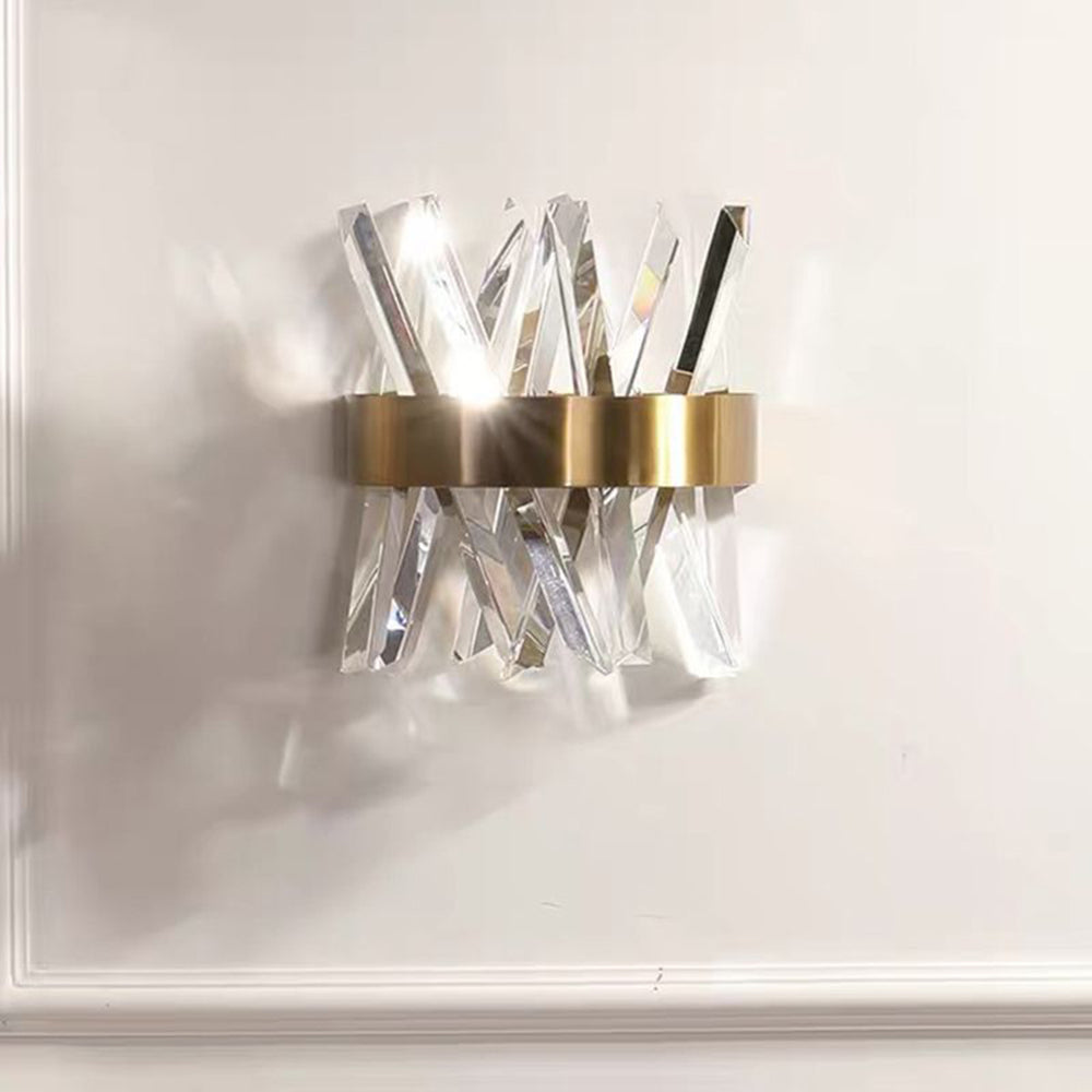 Kristy Decorative Geometric Crystal/Metal Wall Lamp, Gold - Neutral Decor