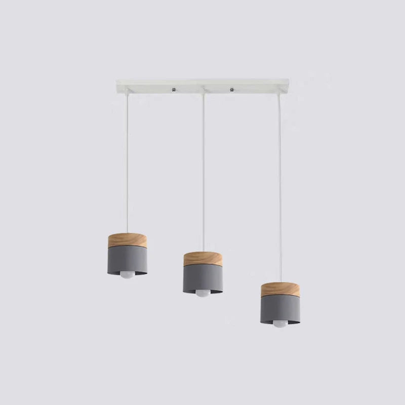 Valentina Modern Can Shape Metal/Wood Pendant Light - Neutral Decor
