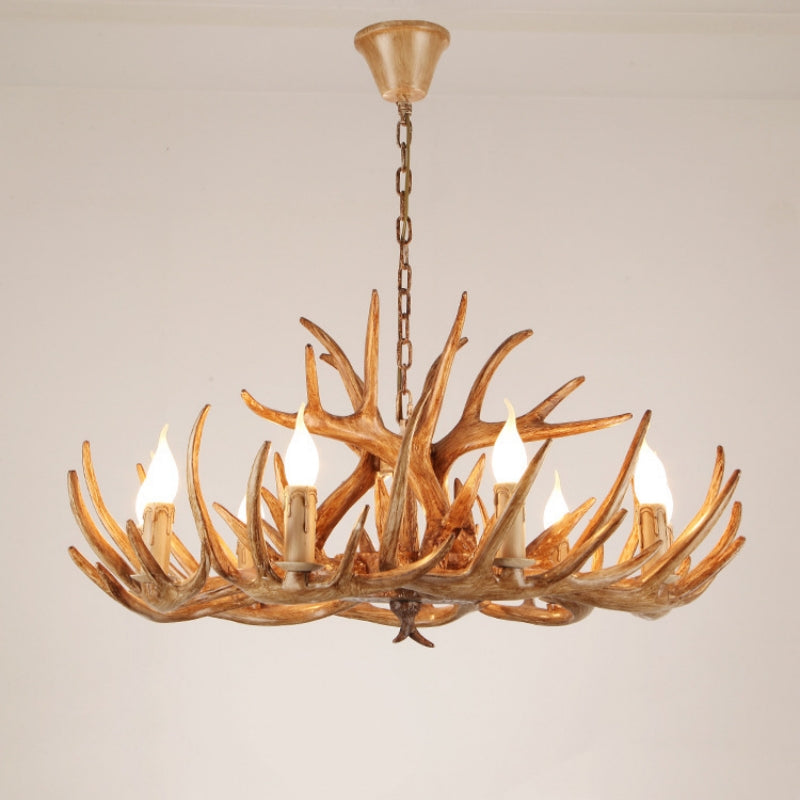 Silva Retro Deer Antlers Candle light Horn Resin Chandelier - Neutral Decor