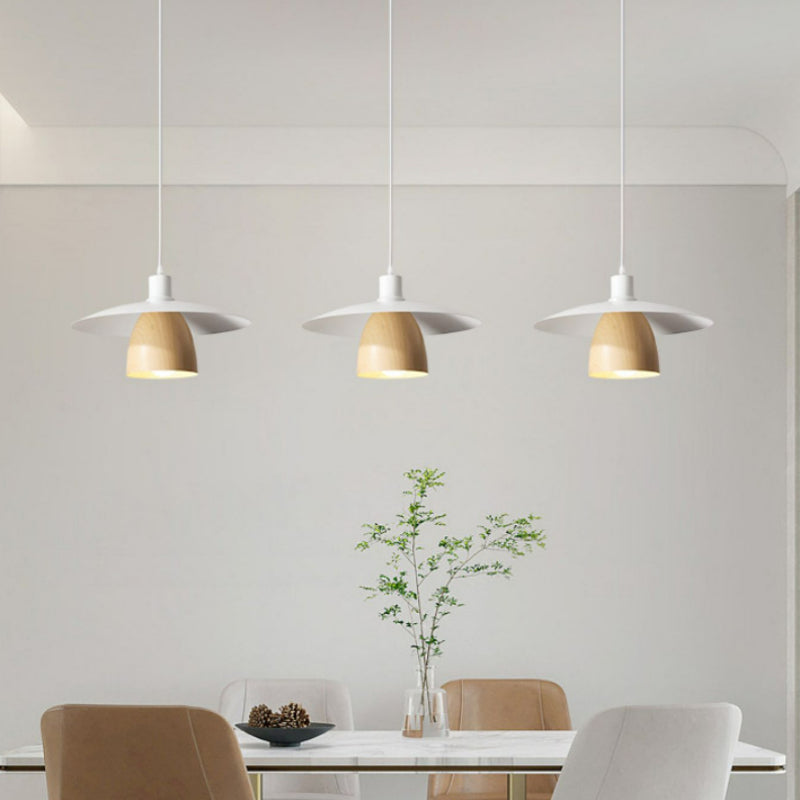 Valentina Modern LED Pendant Light White Wood Metal Bedroom - Neutral Decor