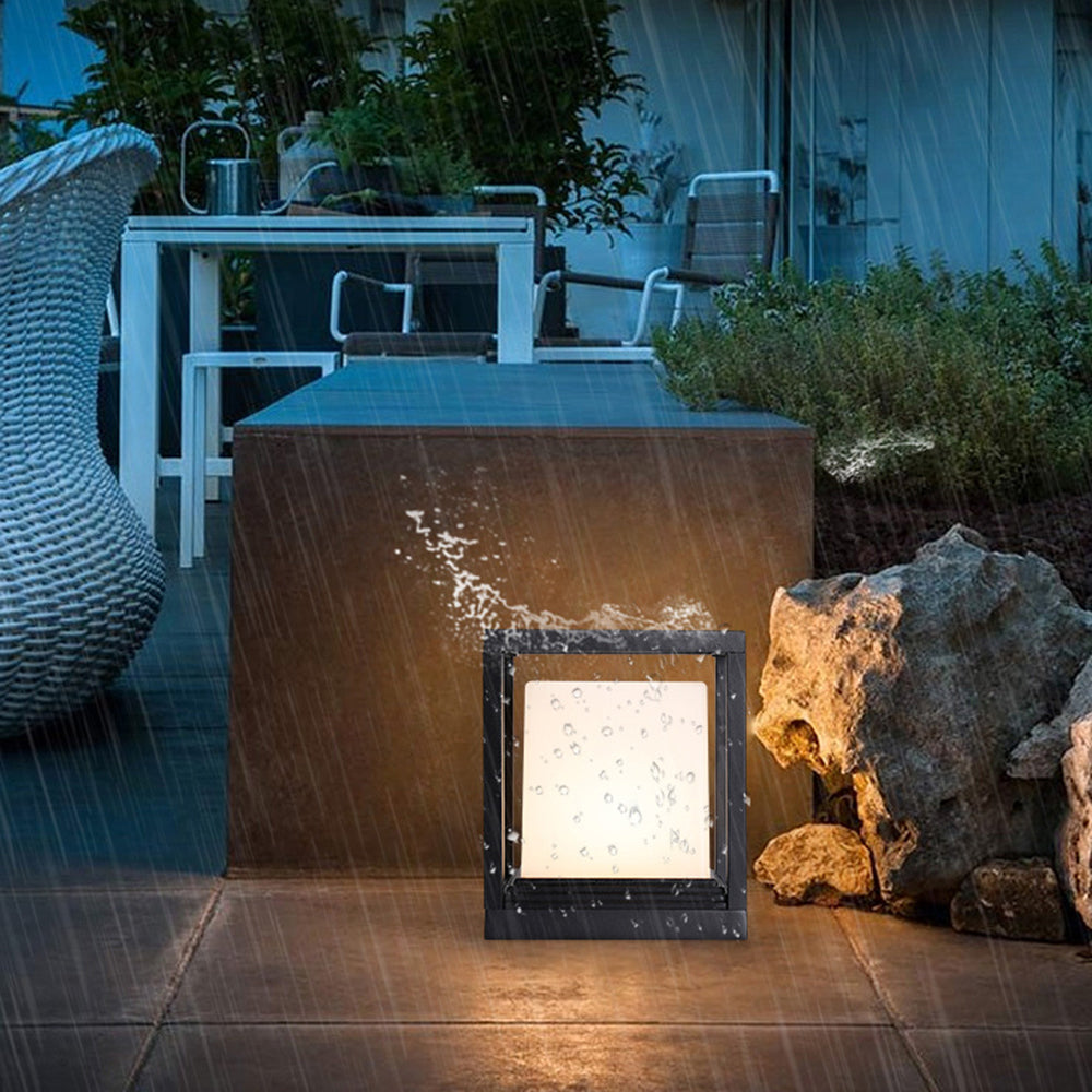 Ray Modern Rectangular Metal Outdoor Lamps, Black - Neutral Decor