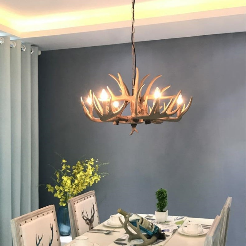 Silva Retro Deer Antlers Candle light Horn Resin Chandelier - Neutral Decor