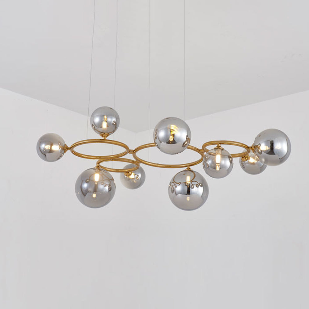 Valentina Modern Designe Wave Metal/Glass Pendant Light, White/Gold - Neutral Decor