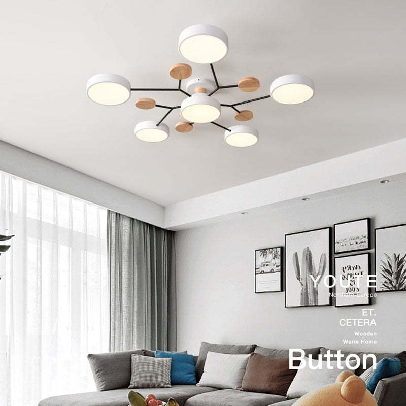 Arisha Ceiling Light, Wood Round for Living Room - Neutral Decor