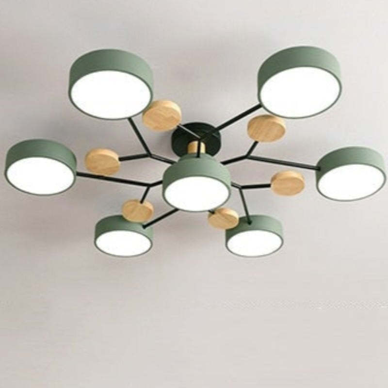 Arisha Ceiling Light, Wood Round for Living Room - Neutral Decor