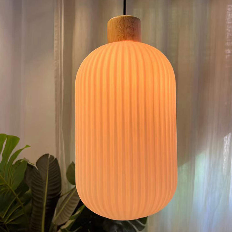Muto Modern Wood/Glass Pendant Light, White - Neutral Decor