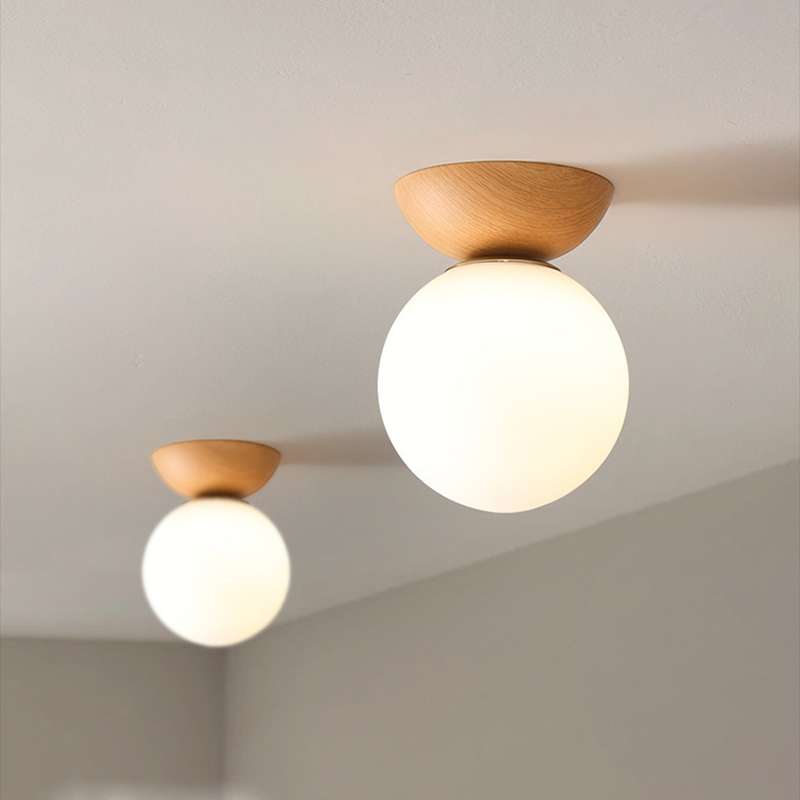 Valentina Nordic Japanese Glob LED Ceiling/Pendant Light Metal Glass Bedroom, Burlywood - Neutral Decor