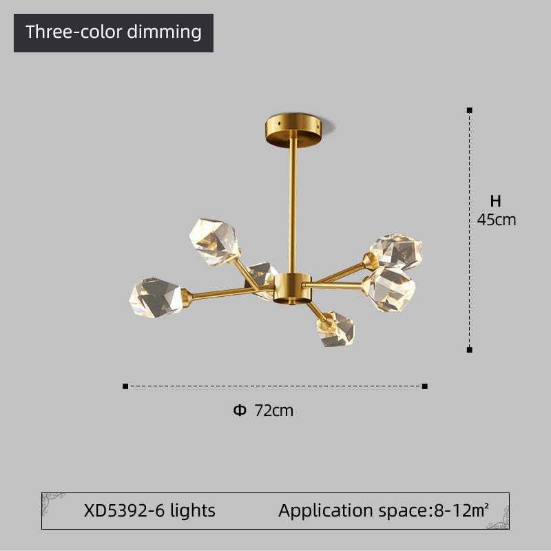 Kristy Luxurious Crystal Chandelier Living Room Golden - Neutral Decor