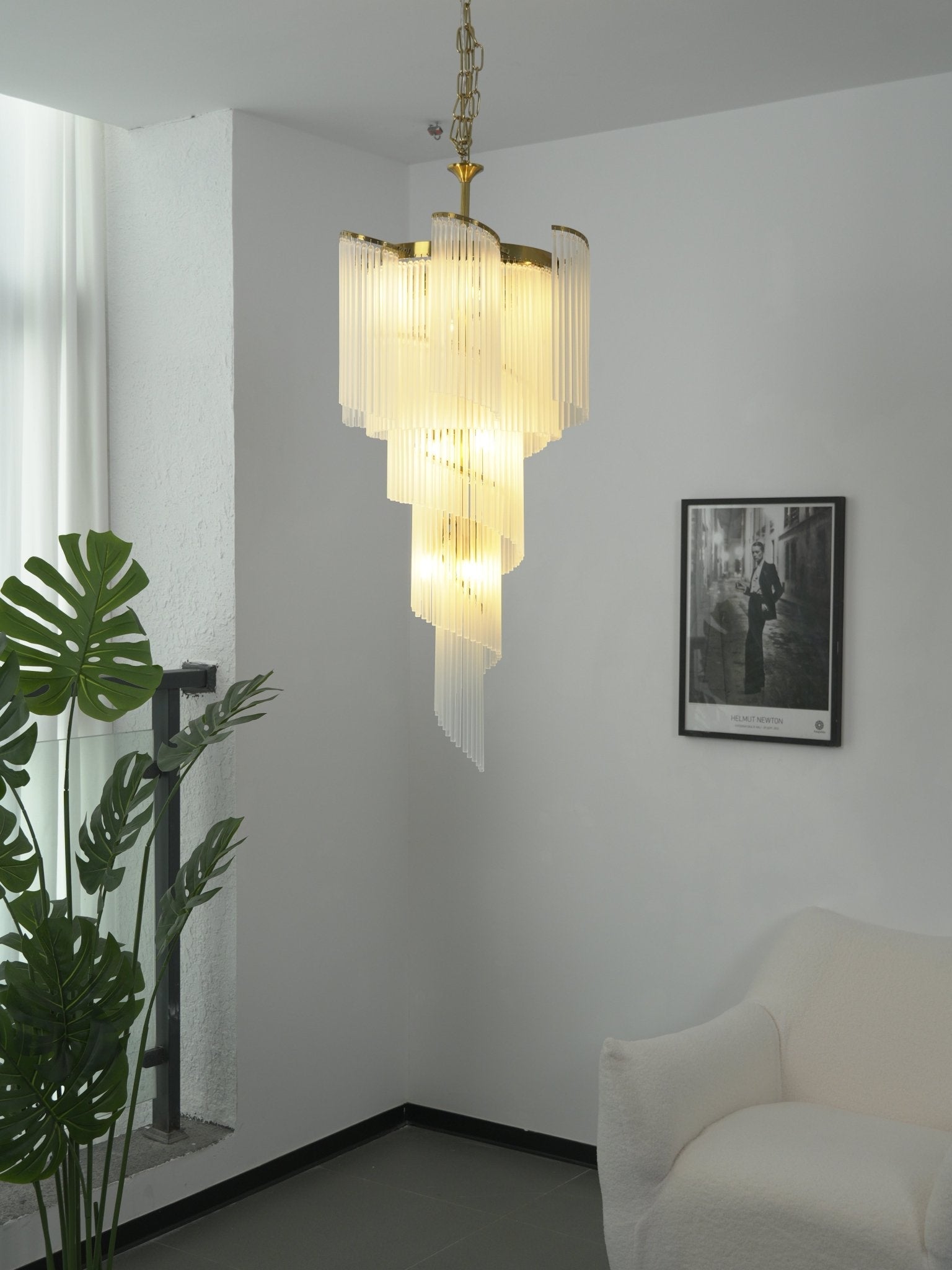 Daxv Ornate Spiral Cascade Glass Chandelier-Neutral Decor