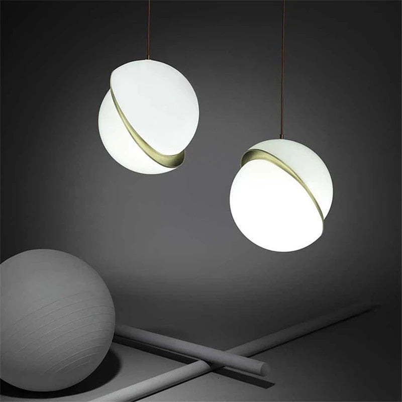 Valentina Simple Pendant Light, Gold & White - Neutral Decor