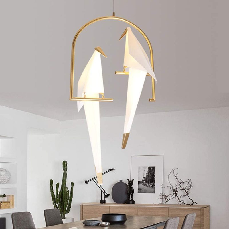 Arisha Modern Nordic Post Modern Bird Pendant Light, White/Clear - Neutral Decor
