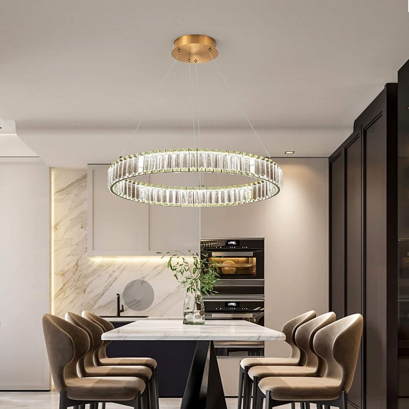 Kristy Elegant Round Crystal Chandelier, Clear - Neutral Decor