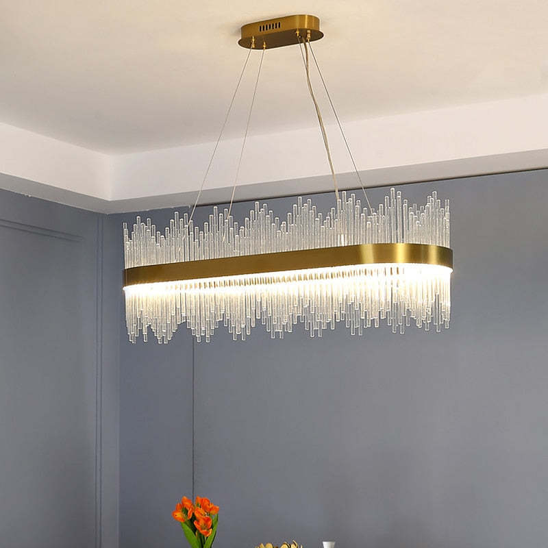 Kristy Modern Round/Rectangular Chain Chandelier, Gold - Neutral Decor
