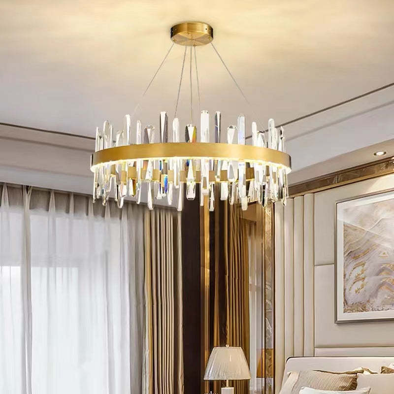 Kristy Modern Crystal Ring Chandelier Black&Gold - Neutral Decor
