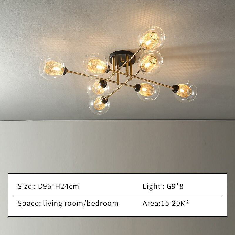 Valentina Industrial Glass Globe Chandelier LED, 6 Style - Neutral Decor