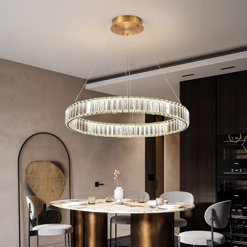 Kristy Elegant Round Crystal Chandelier, Clear - Neutral Decor