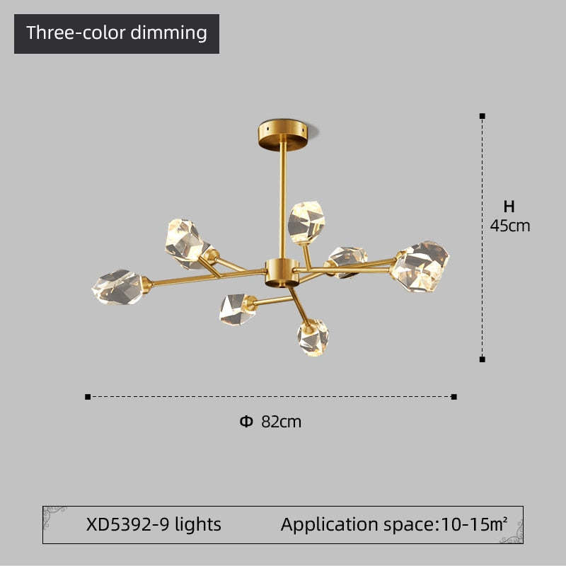 Kristy Luxurious Crystal Chandelier Living Room Golden - Neutral Decor
