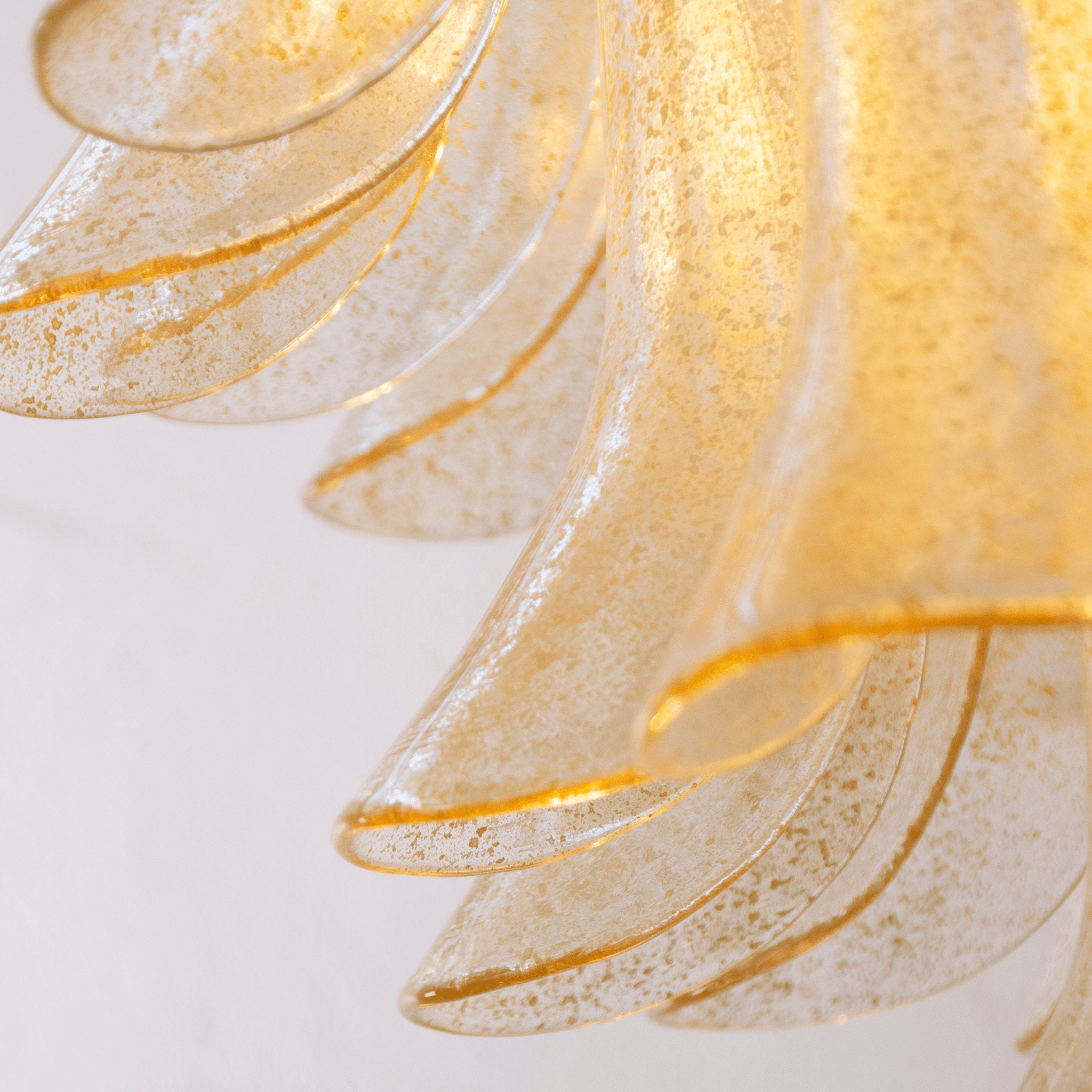 Aurora Chandelier Amber Lily Murano Glass Layered Centerpiece-Neutral Decor