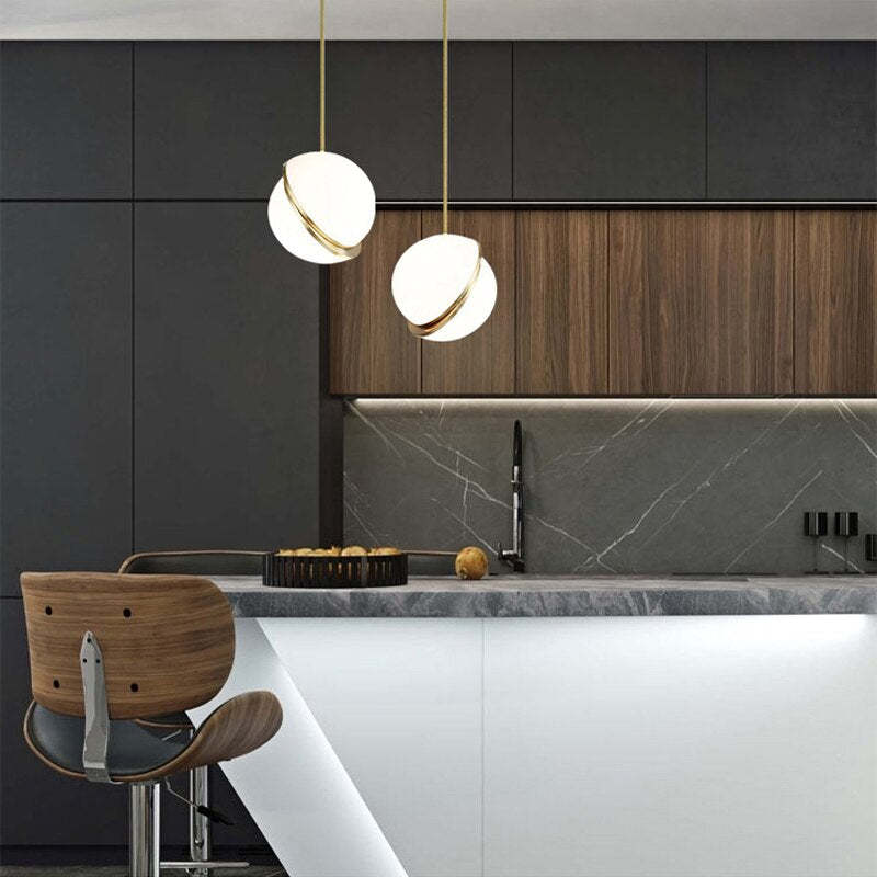 Valentina Simple Pendant Light, Gold & White - Neutral Decor