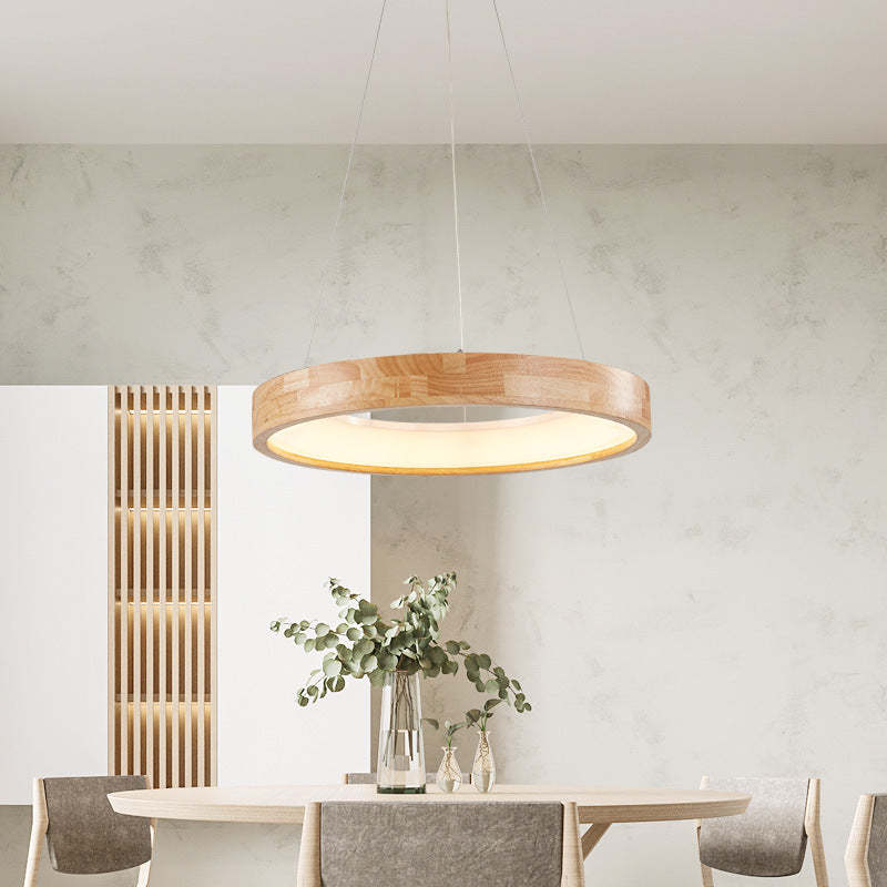 Muto Modern Ring Wood Pendant Light - Neutral Decor