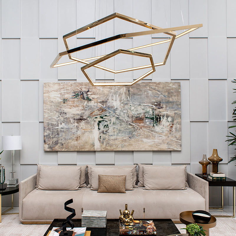 Arisha Minimalist Geomatic Metal Pendant Light, Gold, DIY - Neutral Decor