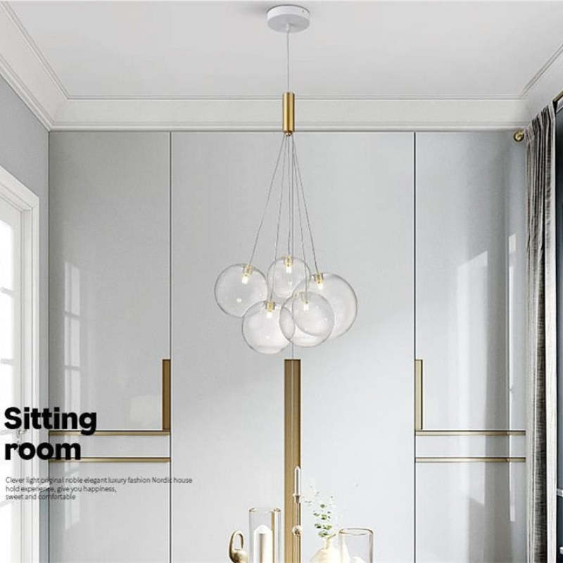 Valentina Glass Globe Bubble Pendant Light LED Stary - Neutral Decor