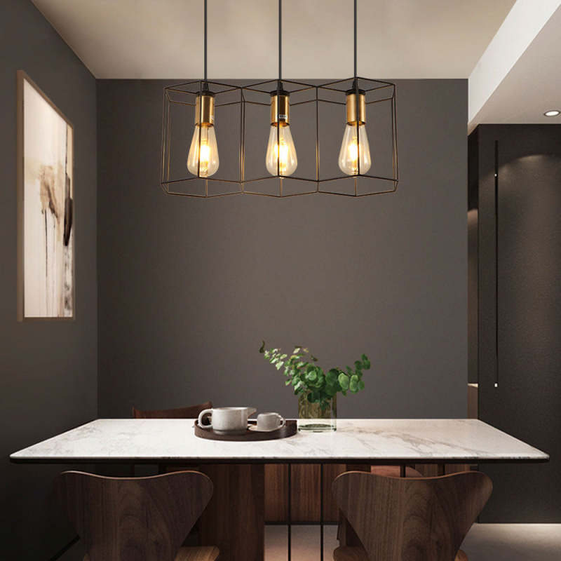 Arisha Rustic Farmhouse Geometry 3/5 Light Pendant Light, Black - Neutral Decor