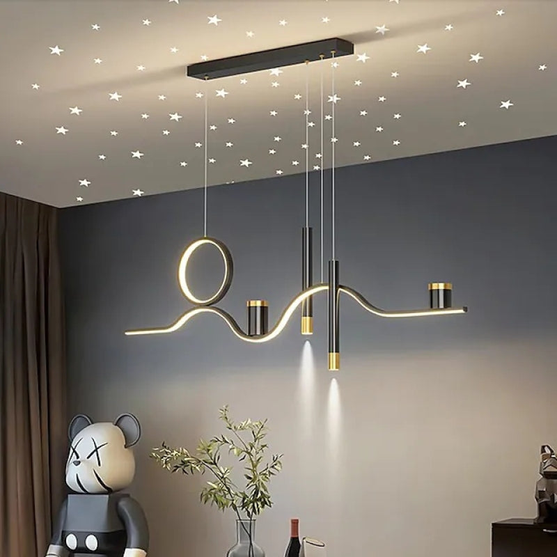 Arisha Modern Metal Linear Starry Night Pendant Light, Black - Neutral Decor