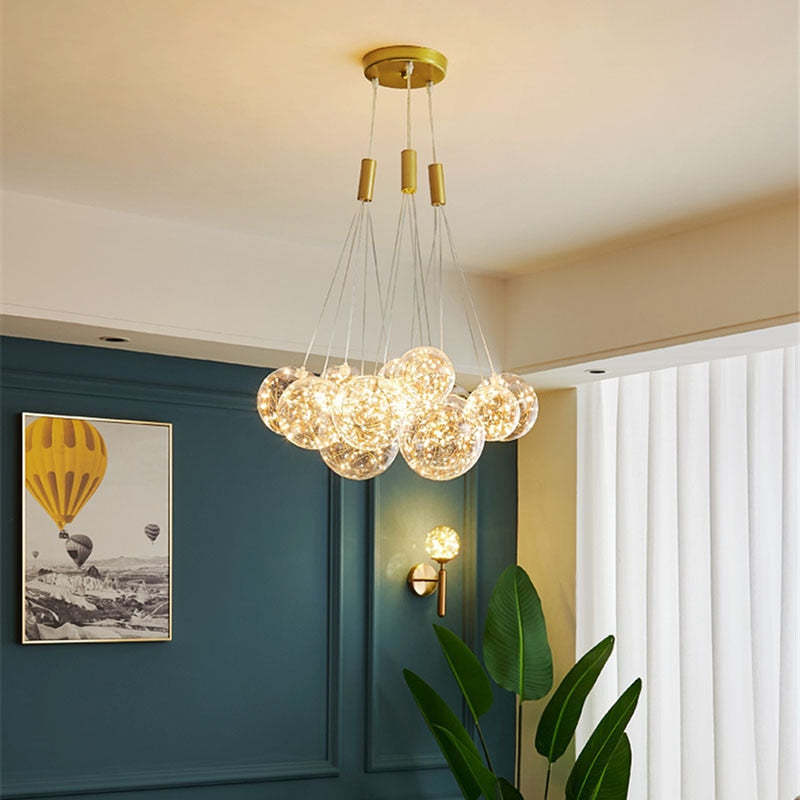 Valentina Glass Globe Bubble Pendant Light LED Stary - Neutral Decor