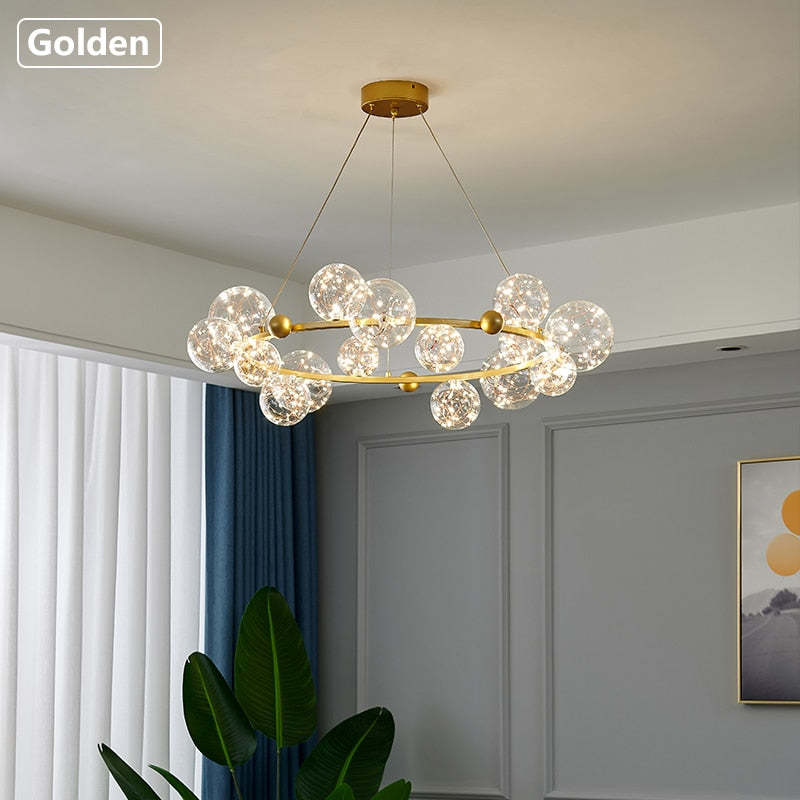 Valentina Art Deco Luminous Sphere Cluster Glass Pendant Light - Neutral Decor