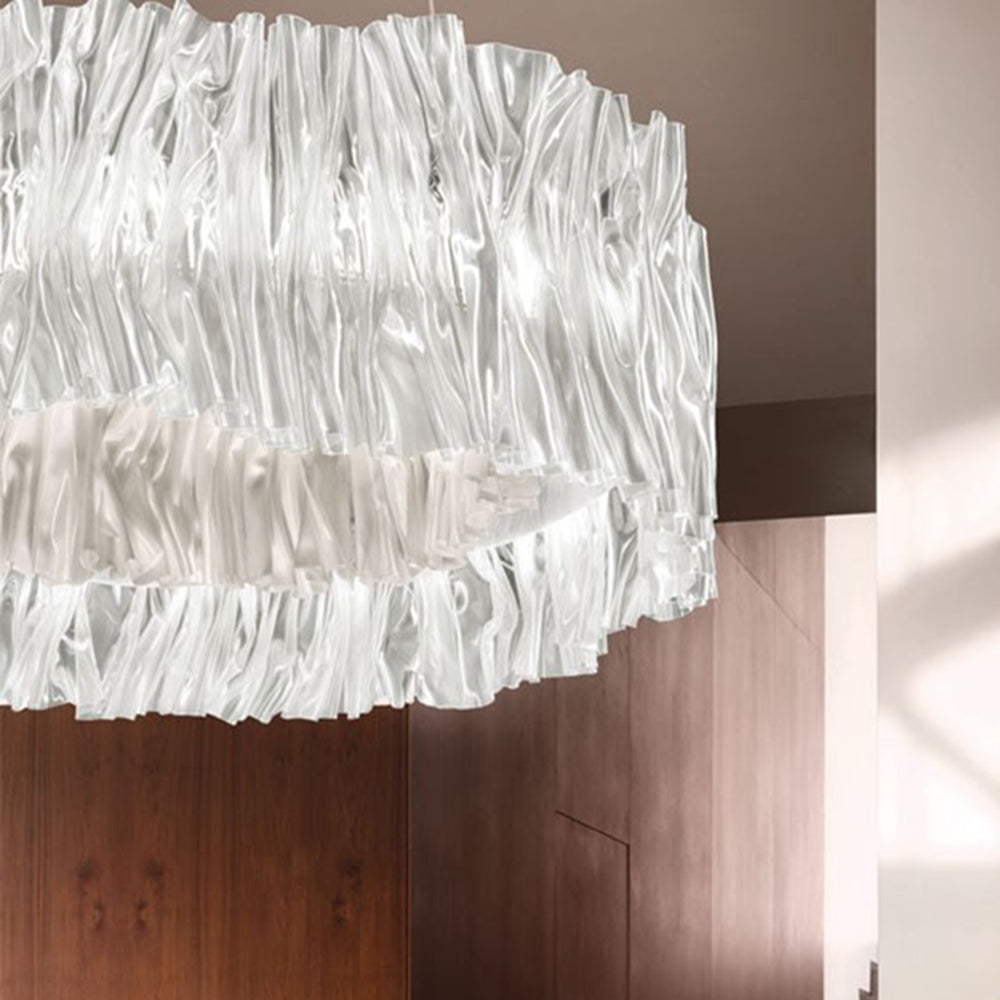 Kristy Modern Luxury Pleated Pendant Light, Circle, Acrylic/Stainless Steel - Neutral Decor