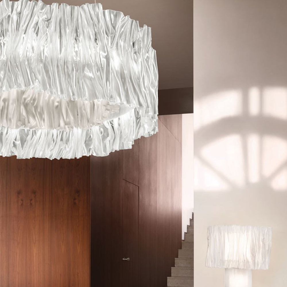 Kristy Modern Luxury Pleated Pendant Light, Circle, Acrylic/Stainless Steel - Neutral Decor