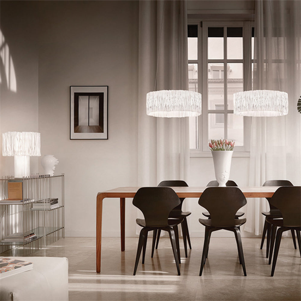 Kristy Modern Luxury Pleated Pendant Light, Circle, Acrylic/Stainless Steel - Neutral Decor