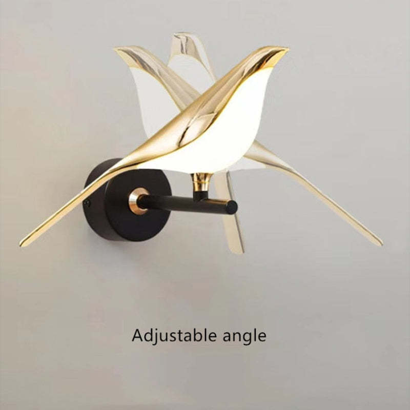 Arisha Minimalist Magpie Bird Metal Wall Lamp, Bedroom - Neutral Decor