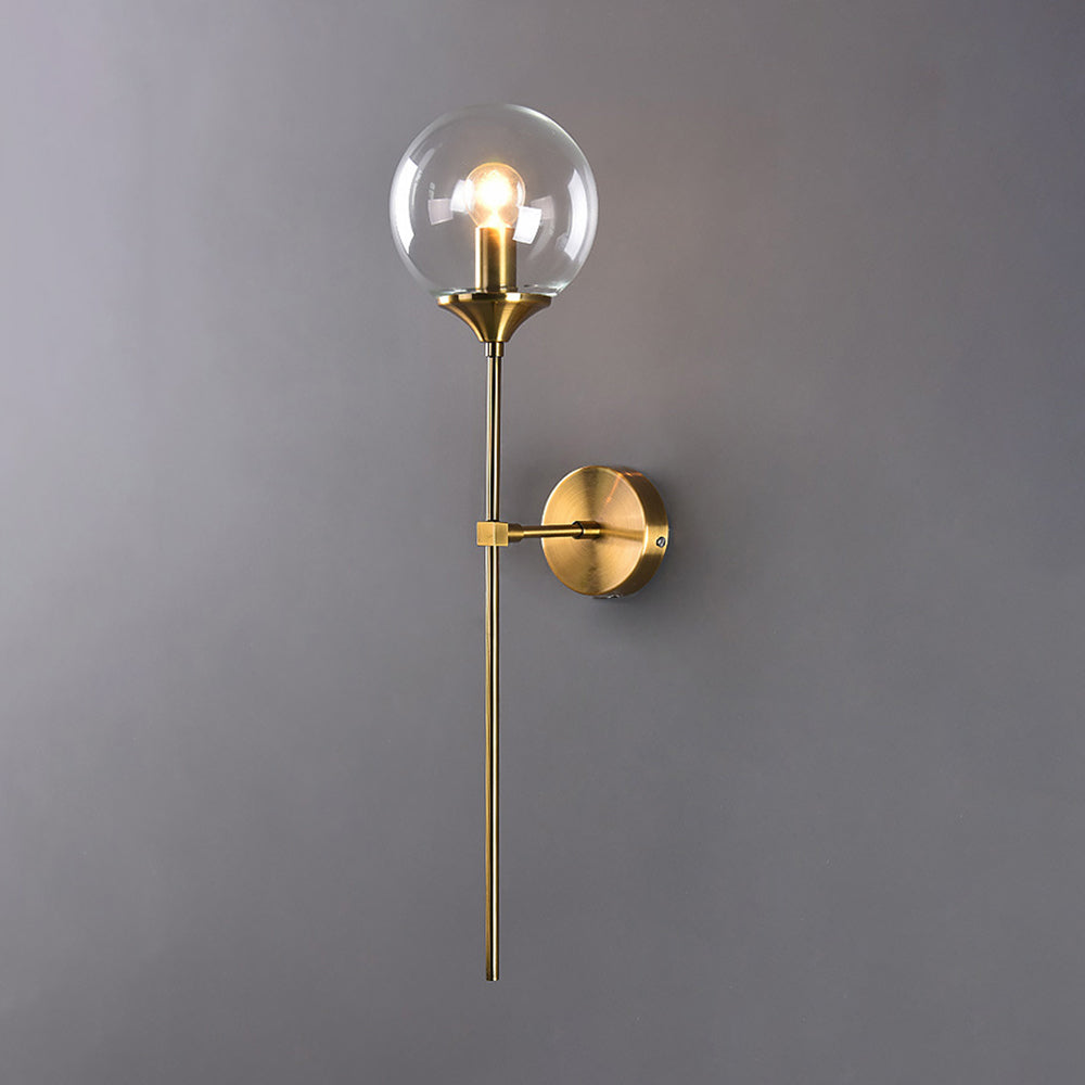 Valentina Modern Globe Metal/Glass Wall Lamp, Gray/Amber/Clear/White - Neutral Decor