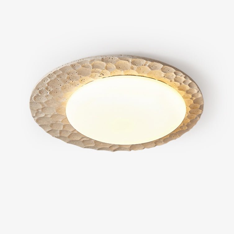 Textured Organic Travertine Ceiling Lamp-Neutral Decor