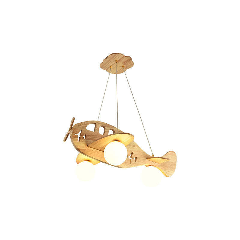 Arisha Vintage Airplane Shape Pendant Light, Wood - Neutral Decor