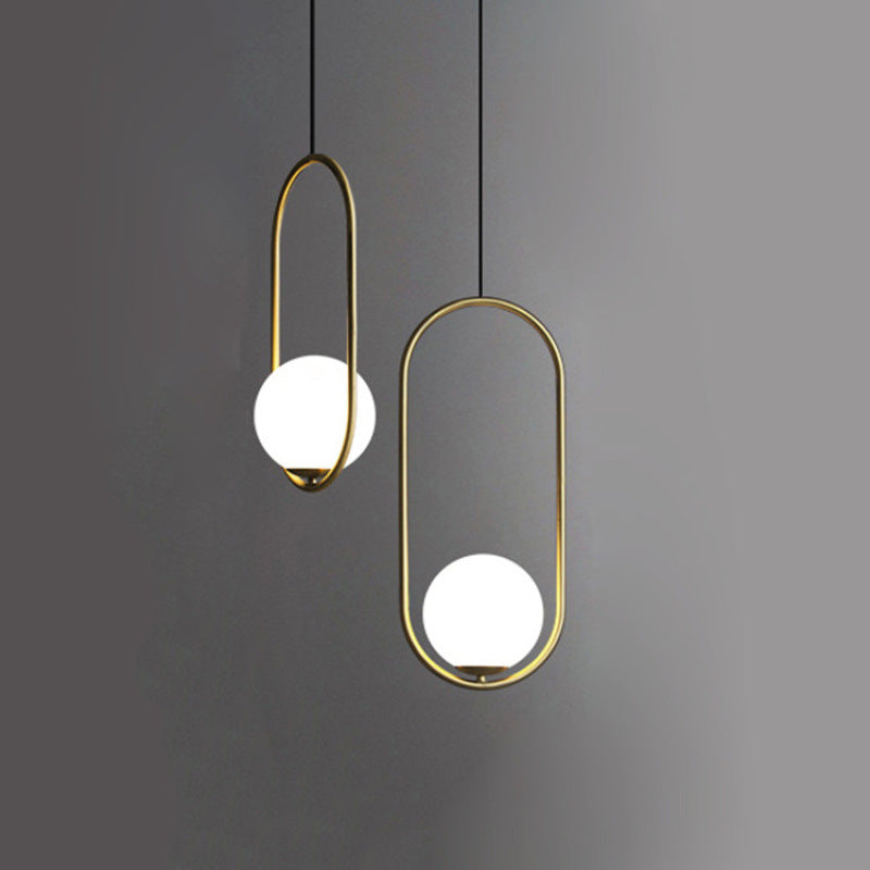 Valentina Minimalist Oval Golden & Black Frame Globe Pendant Light - Neutral Decor