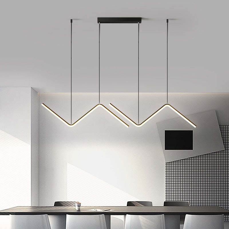 Arisha Modern Wavy linear Pendant Light Double, Black/Gold - Neutral Decor
