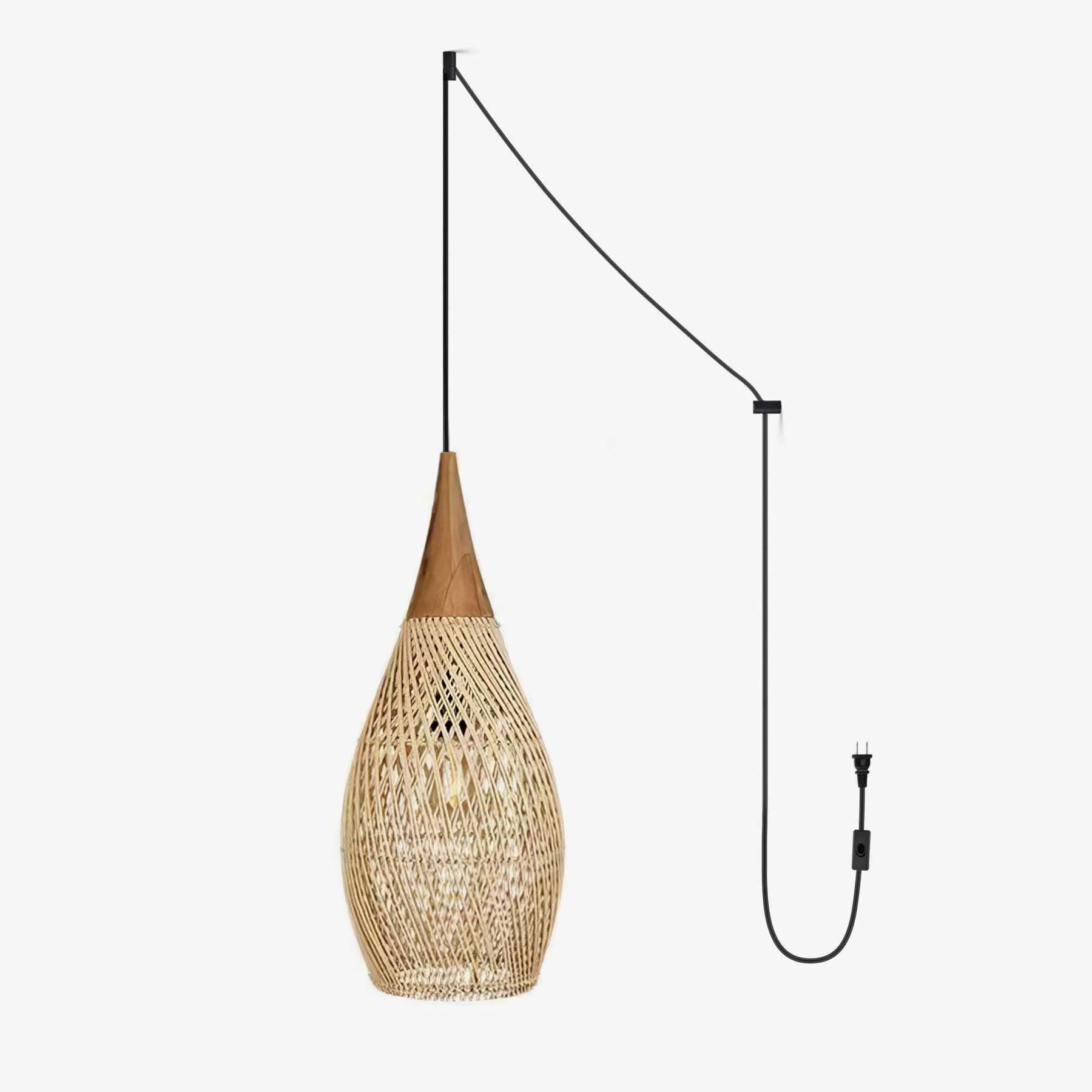 Cora Pendant Lamp Rattan Swag Woven-Neutral Decor