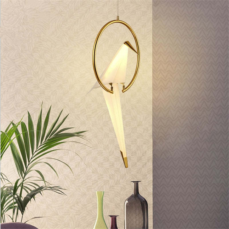 Arisha Modern Nordic Post Modern Bird Pendant Light, White/Clear - Neutral Decor