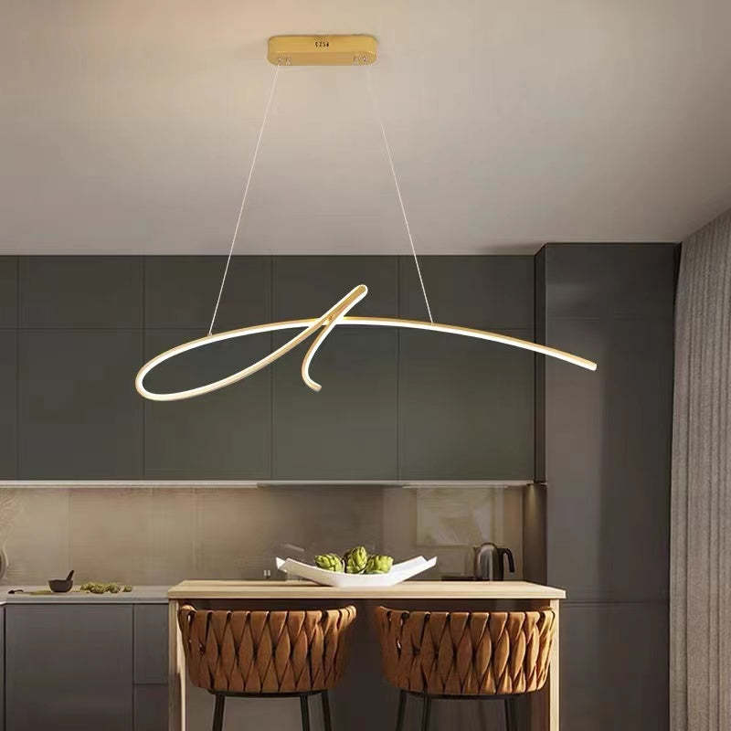 Arisha Pendant Light Irregular-curved Modern, Metal, Black/Gold, Restaurant - Neutral Decor